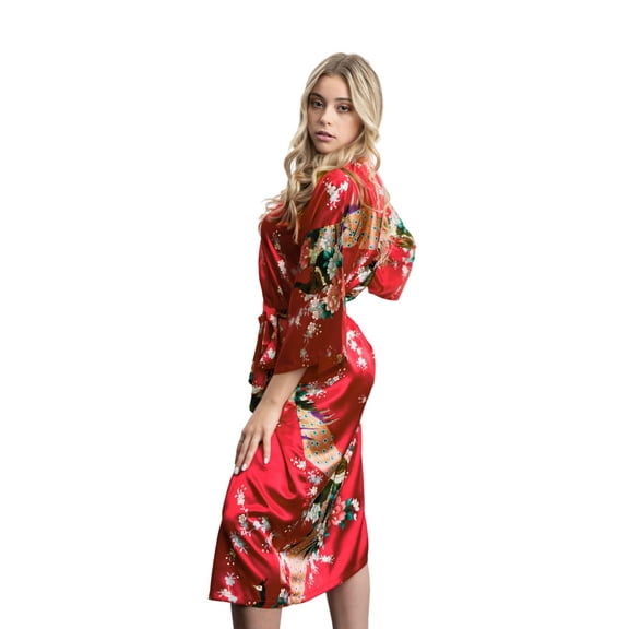 Medium Length Womens Robes, Sizes 2 to 18, Bride and Bridesmaid Robe - Floral Sleepwear