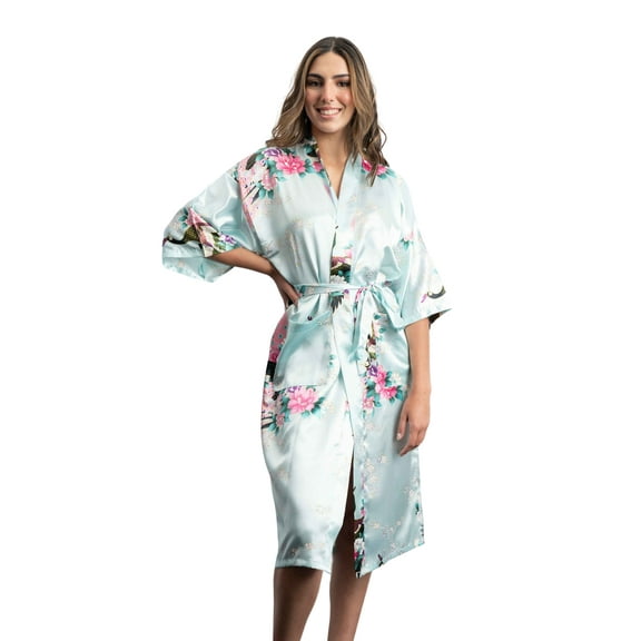 Medium Length Womens Robes, Sizes 2 to 18, Bride and Bridesmaid Robe - Floral Sleepwear