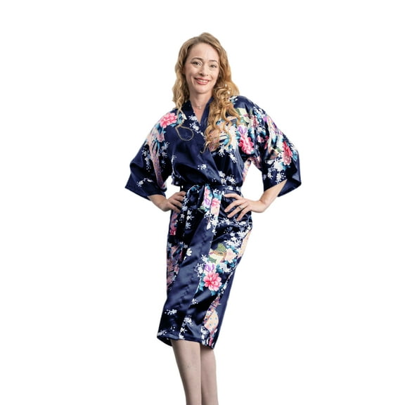 Medium Length Womens Robes, Sizes 2 to 18, Bride and Bridesmaid Robe - Floral Sleepwear