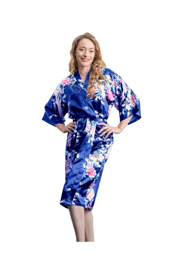 Medium Length Womens Robes, Sizes 2 to 18, Bride and Bridesmaid Robe - Floral Sleepwear
