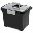 Medium Letter File Box Black: Plastic File Organizer with Handle ...