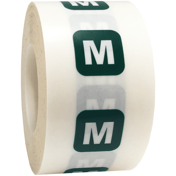 Medium M Clear With Green Clothing Size Strip Labels For Retail Apparel 1.25 x 5 Inch 125 Adhesive Stickers