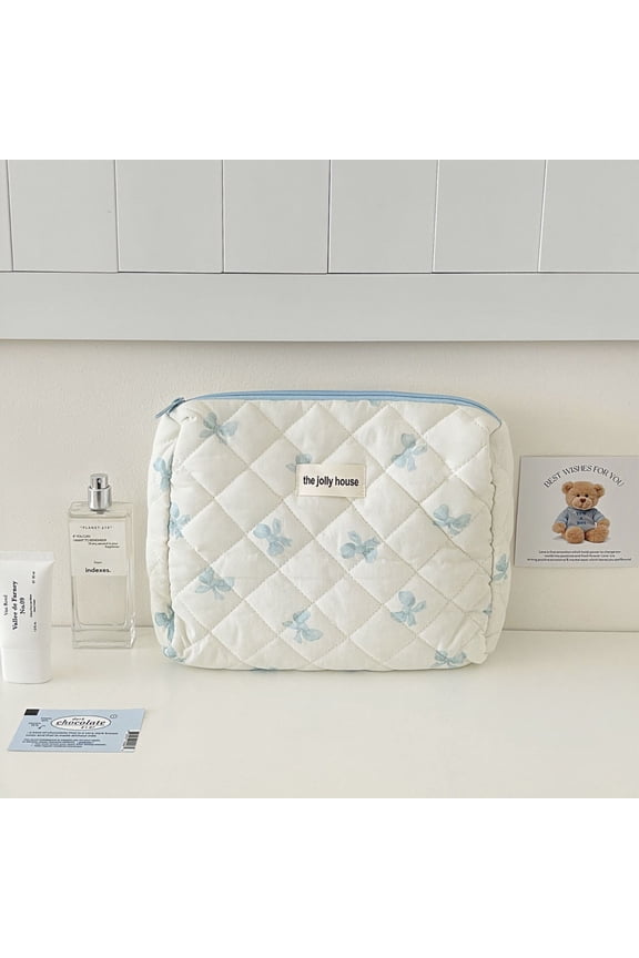 Medium Makeup Bag Under $5! Yannianjz Makeup Bag, Medium Size Travel Cosmetic Bag with Bow, Portable Toiletry Organizer for Women, Waterproof Makeup Pouch, Brush Holder, Gift