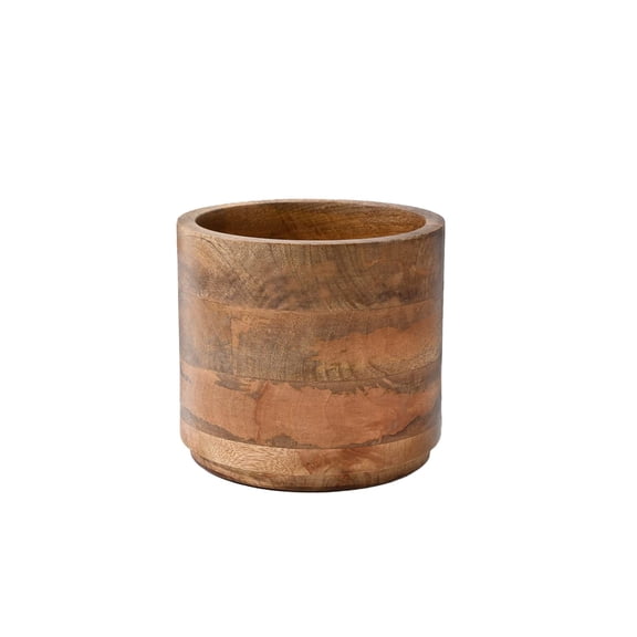 Serene Spaces Living Medium Natural Mango Wood Indoor Planter, 6.5" Diameter x 6" Tall