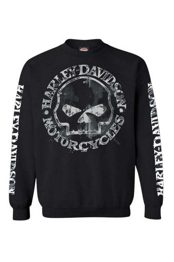 Medium Men's Willie G Skull Sweatshirt, Black Crew Neck (M) 30296649