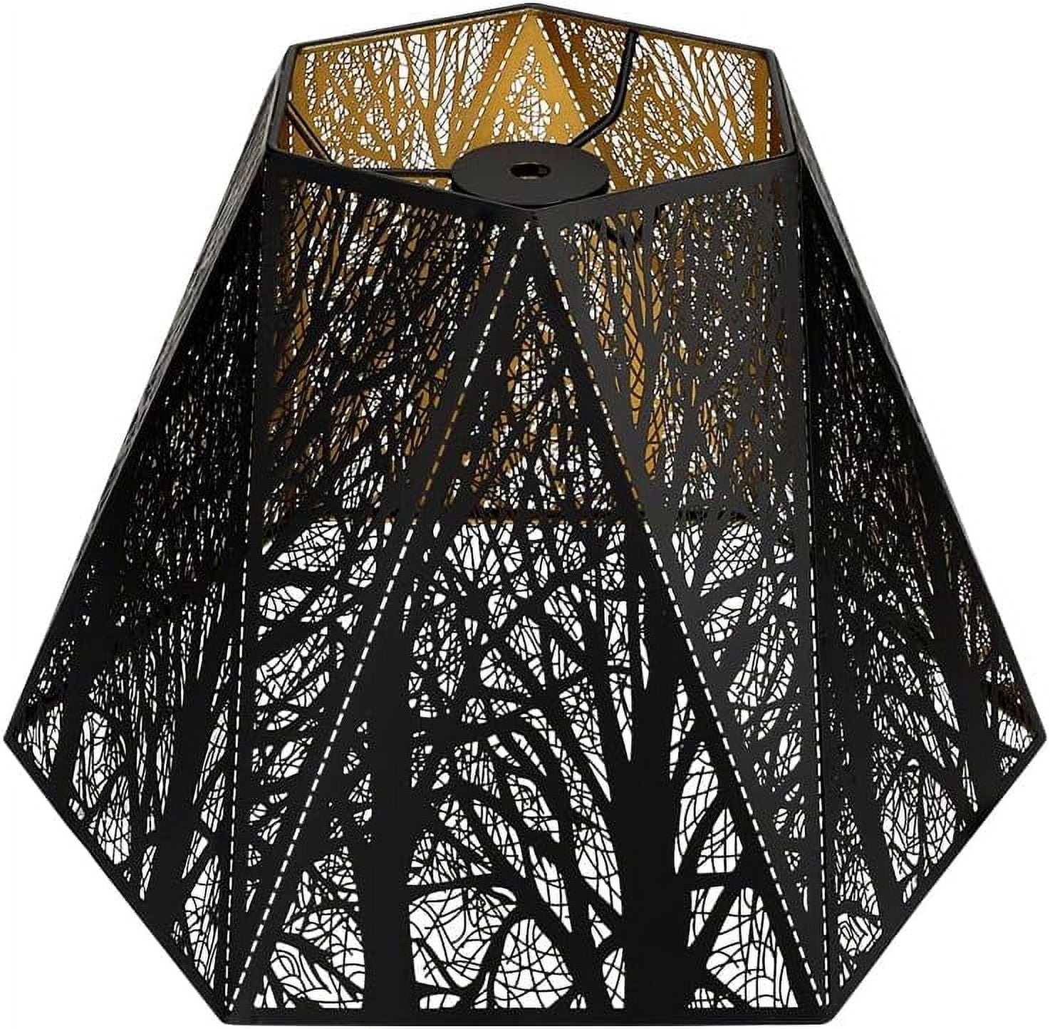 Medium Modern Style Lamp Shades with Multiple Sides, Metal Lampshade with Pattern of Trees for