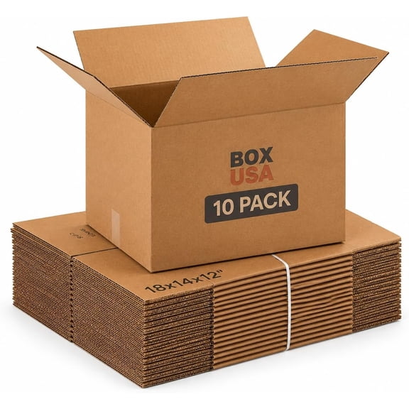 Medium Moving Boxes 18"L x 14"W 12"H 10-Pack - Corrugated Cardboard Box for Shipping, Mailing, Packing, Packaging and Storage