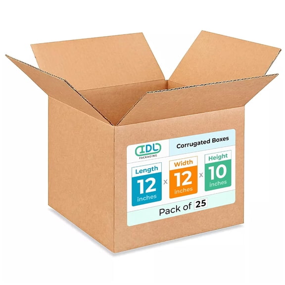 Medium Moving & Shipping Boxes 12"L x 12"W x 10"H (25-Pack) - Extra Strength 200 lb vs Regular - Corrugated Cardboard Boxes - Packing Box for USPS, UPS, FedEx - Box for Packing by