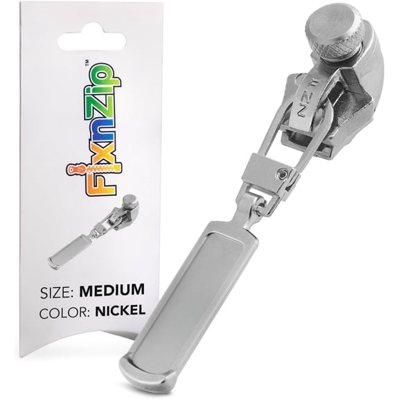 (Medium, Nickel) - See Size Guide - Universal Zipper Repair Kit for Jackets, Luggage, Bags - Backpack Zipper Replacement Repair Kit - Zipper Fix