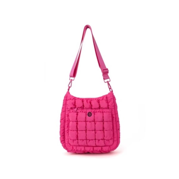 Medium Nylon Quilted Top Zip Shoulder Crossbody Bag