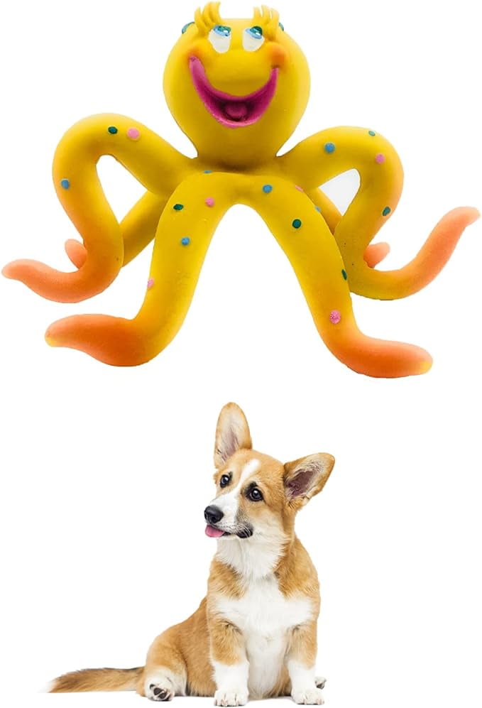 Medium Octopus Squeaky Dog Toy Natural Rubber (Latex) LeadFree