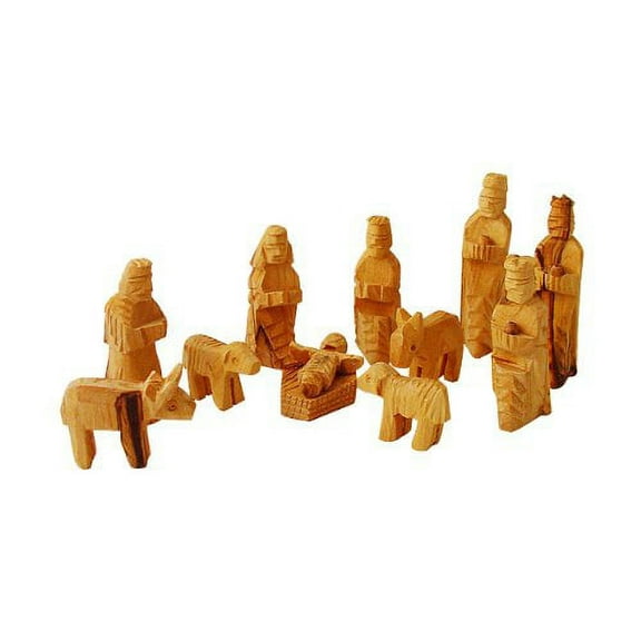 Medium Olive Wood Nativity Set 12 pcs with 3-D Animals
