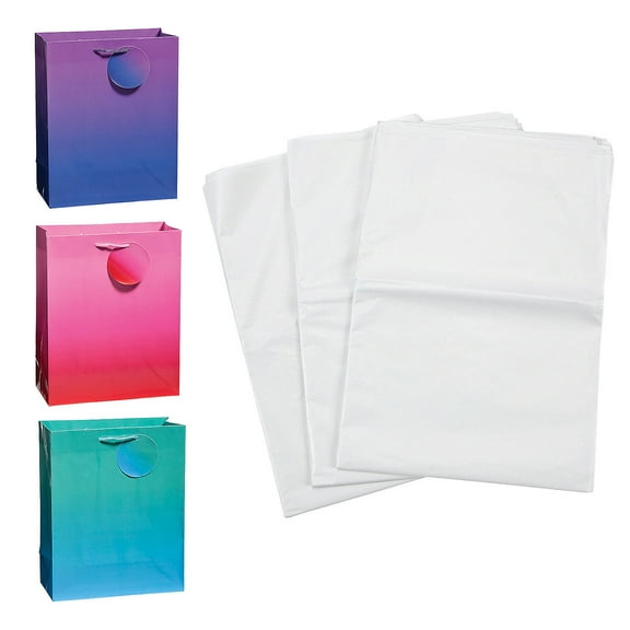 Medium Ombre Gift Bags & Tissue Paper Kit 72 Pieces