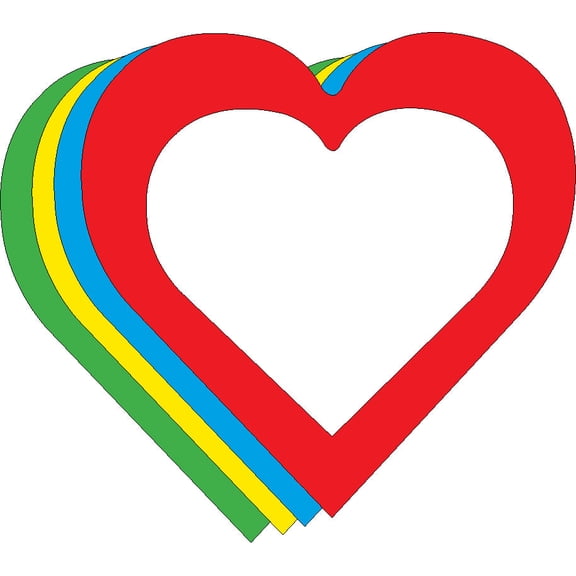 Medium Open Heart Assorted Color Creative Cut-Outs- 2.25" x 2"