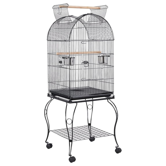 Medium Open Top Parrot Cage for Cockatiels Conures Green Cheek Parakeets with Rolling Stand