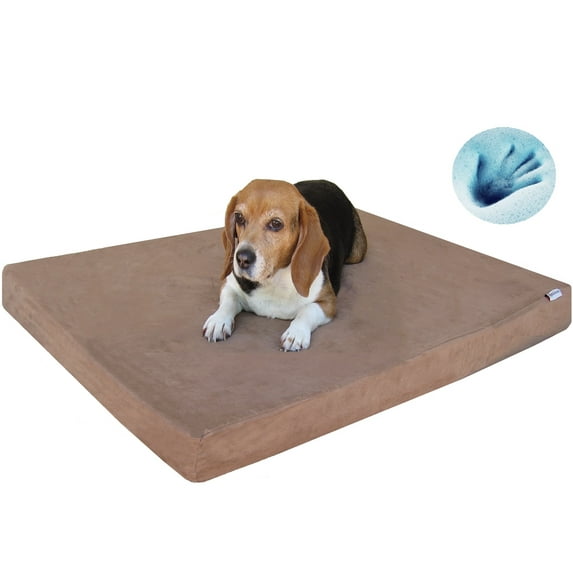 Medium Orthopedic Waterproof Memory Foam Dog Bed for Medium Pet 37"X27"X4", Microsuede Brown Washable Cover
