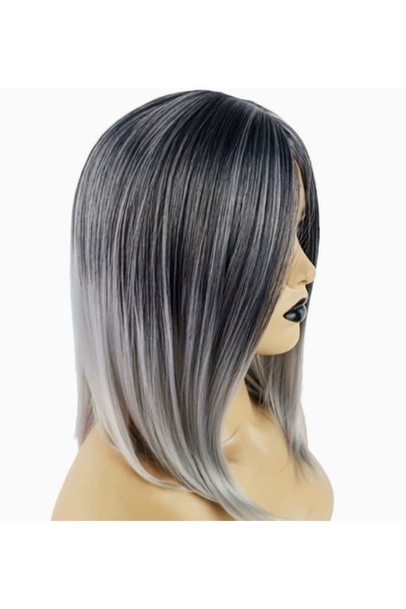 Medium-Parted Short Straight Hair Hair Wigs - Versatile Gradient Bob for Trendy Styles