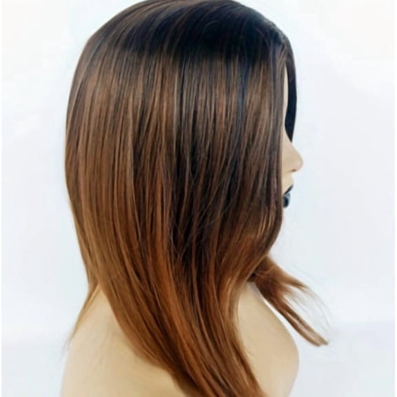 Medium-Parted Short Straight Hair Wig - Trendy Gradient Bob for Modern Styles