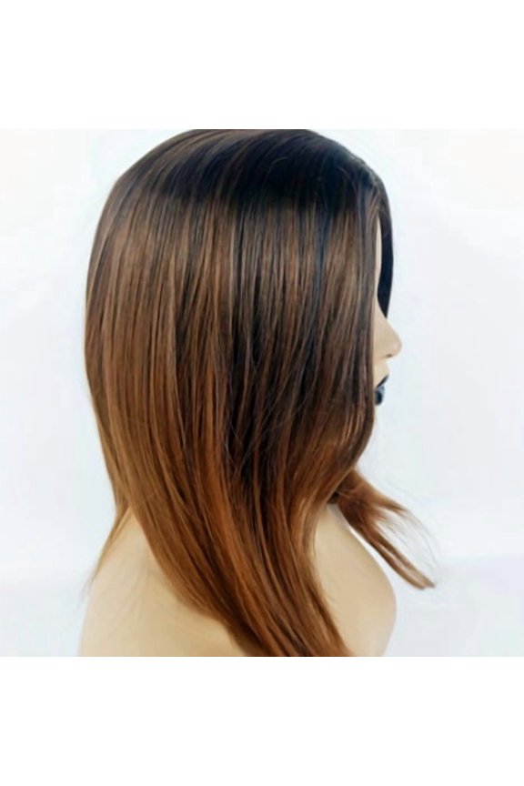Medium-Parted Short Straight Hair Wig - Trendy Gradient Bob for Modern Styles