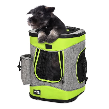 Kato Large Breathable Mesh Net Pet Carrier Backpack with Sherpa Bed, Green, 18 lb Limit