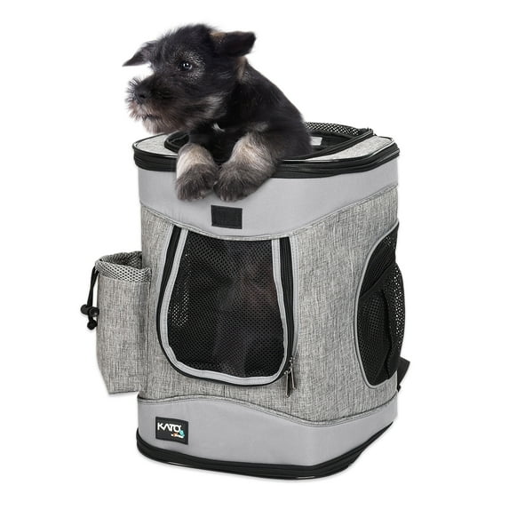 Kato Large Washable Pet Carrier Backpack with Removable Sherpa Bed, Gray, 18 lb Limit