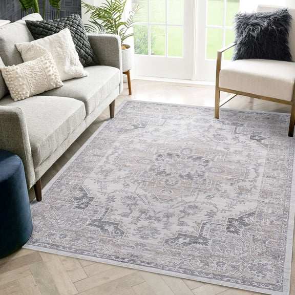 Medium Pile 5X7 Oriental Area Rug / Kid and Pet-Friendly, Stain Resistant