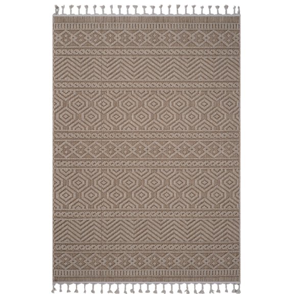 Medium Pile, Mocha Geometric | In Bedroom or Living Room | Safe for Kids and Pets
