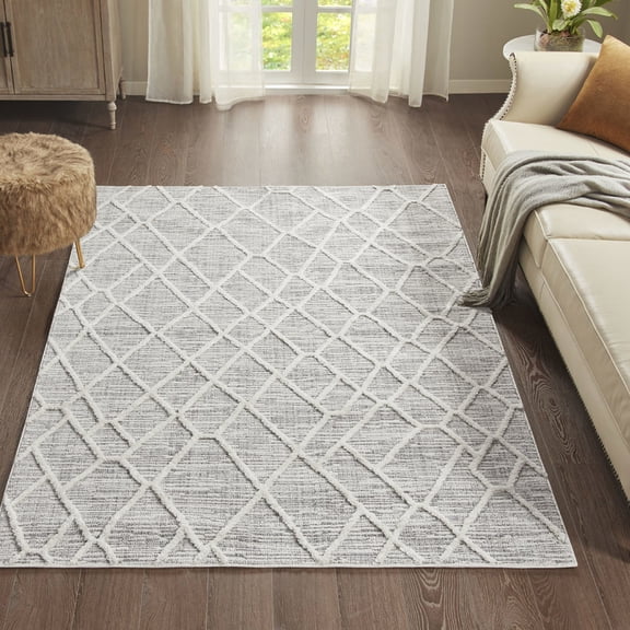 Medium Pile Softness - Geo Design Feature - Den - Comfortable and Hygienic Area Rug