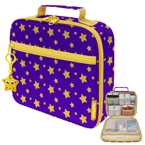 Medium Pill Bottle Organizer Bag for Children - Yellow Stars (without lock)
