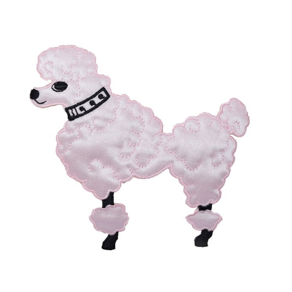 Medium Pink Poodle - Facing Left - Iron on Applique/Embroidered Patch