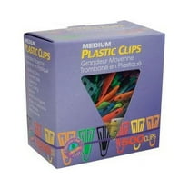 Medium Plastic Clips, 1", Assorted, 500/BX