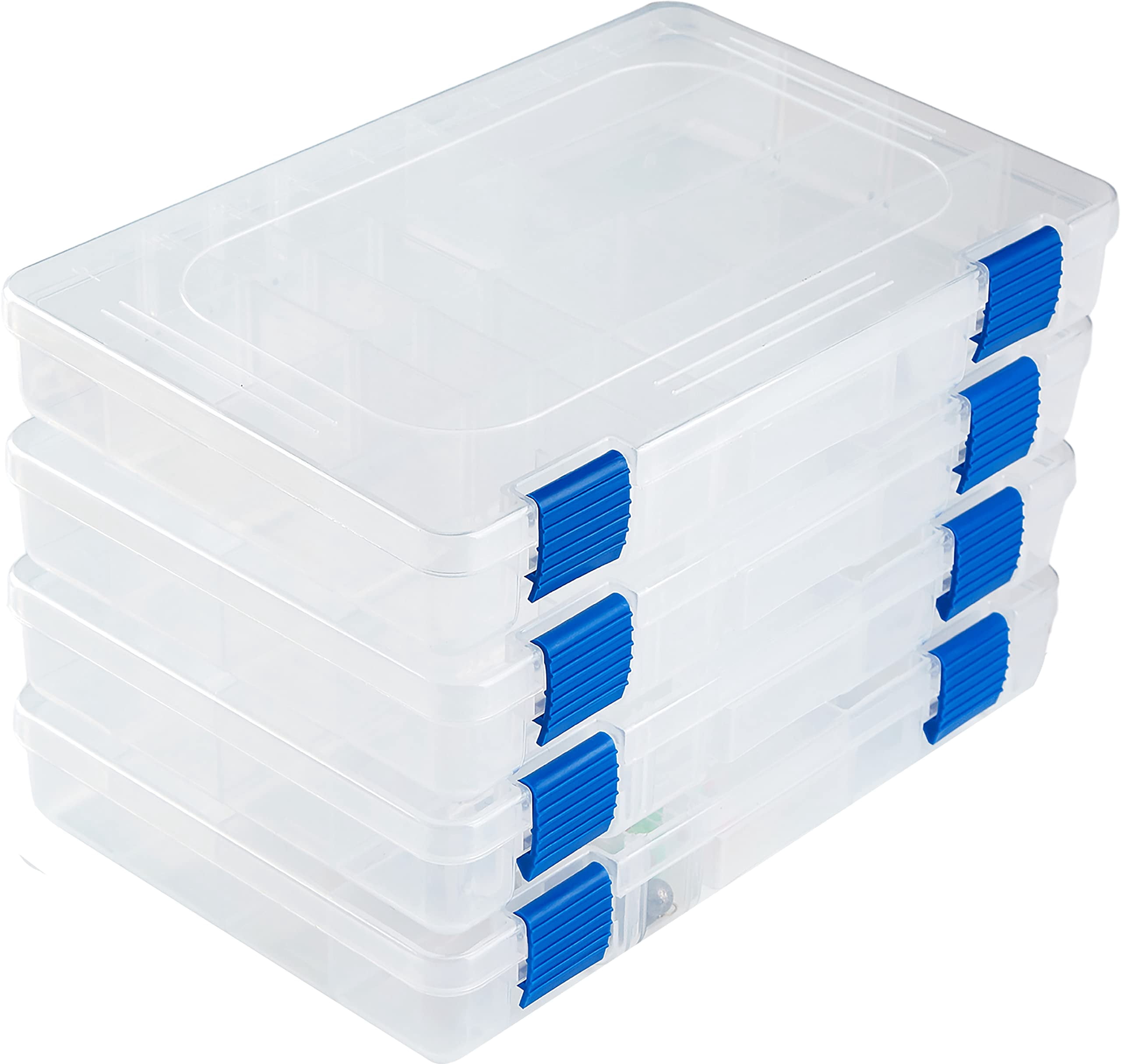 Medium Plastic Fishing Tackle Box Storage Organizer 3600 With Adjustable Dividers Tray Parts Crafts Case 4 Pack