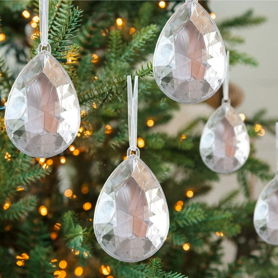 Medium Plastic Gemstone Christmas Ornaments, Colorful Shimmering Pendants for Tree and Party Decor, Holiday Decoration Gift