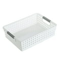 thumbnail image 1 of Medium Plastic Storage Basket, Low Profile Desktop Organizer Bin, Portable Laundry Basket with Handle, Lightweight Sundry Container for Home Dorm, 1 of 7