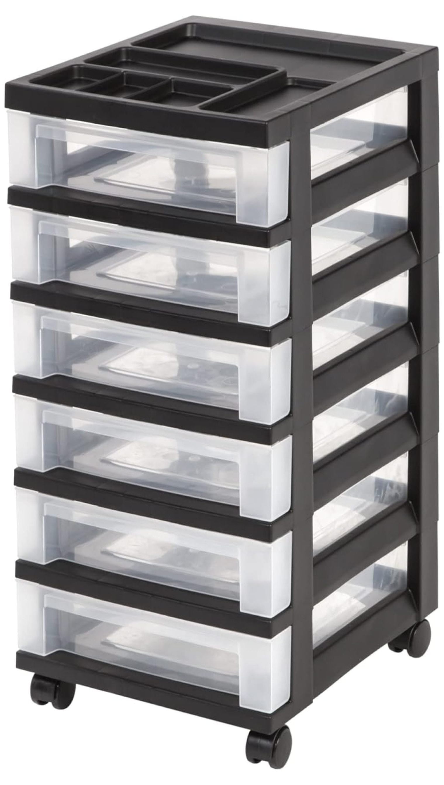 Black and Clear Extra Large 6-Drawer Rolling Plastic Storage Cart