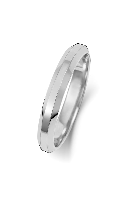 Medium Platinum 950 3mm Bevelled Court Comfort Men/Women Wedding Band/Ring
