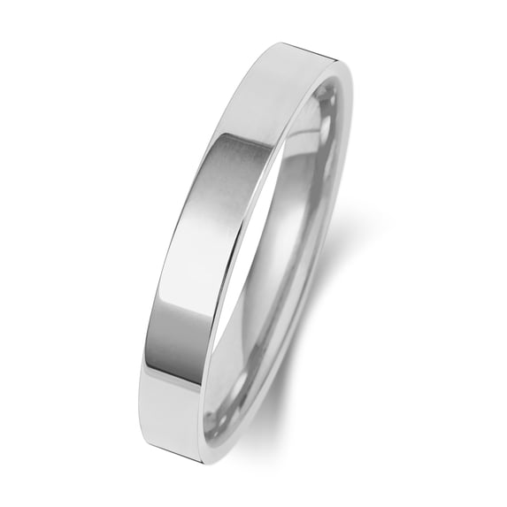 Medium Platinum 950 3mm Flat Court Comfort Men/Women Wedding Band/Ring