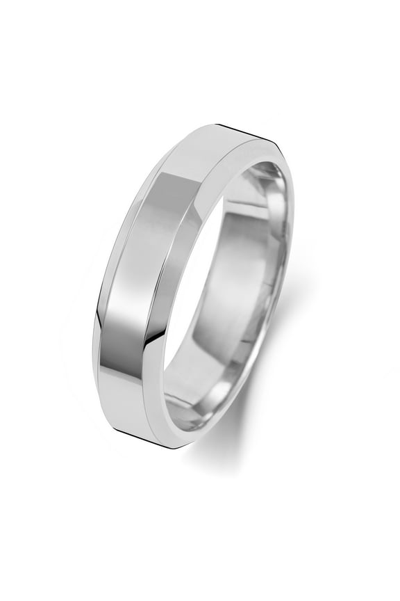 Medium Platinum 950 5mm Bevelled Court Comfort Men/Women Wedding Band/Ring