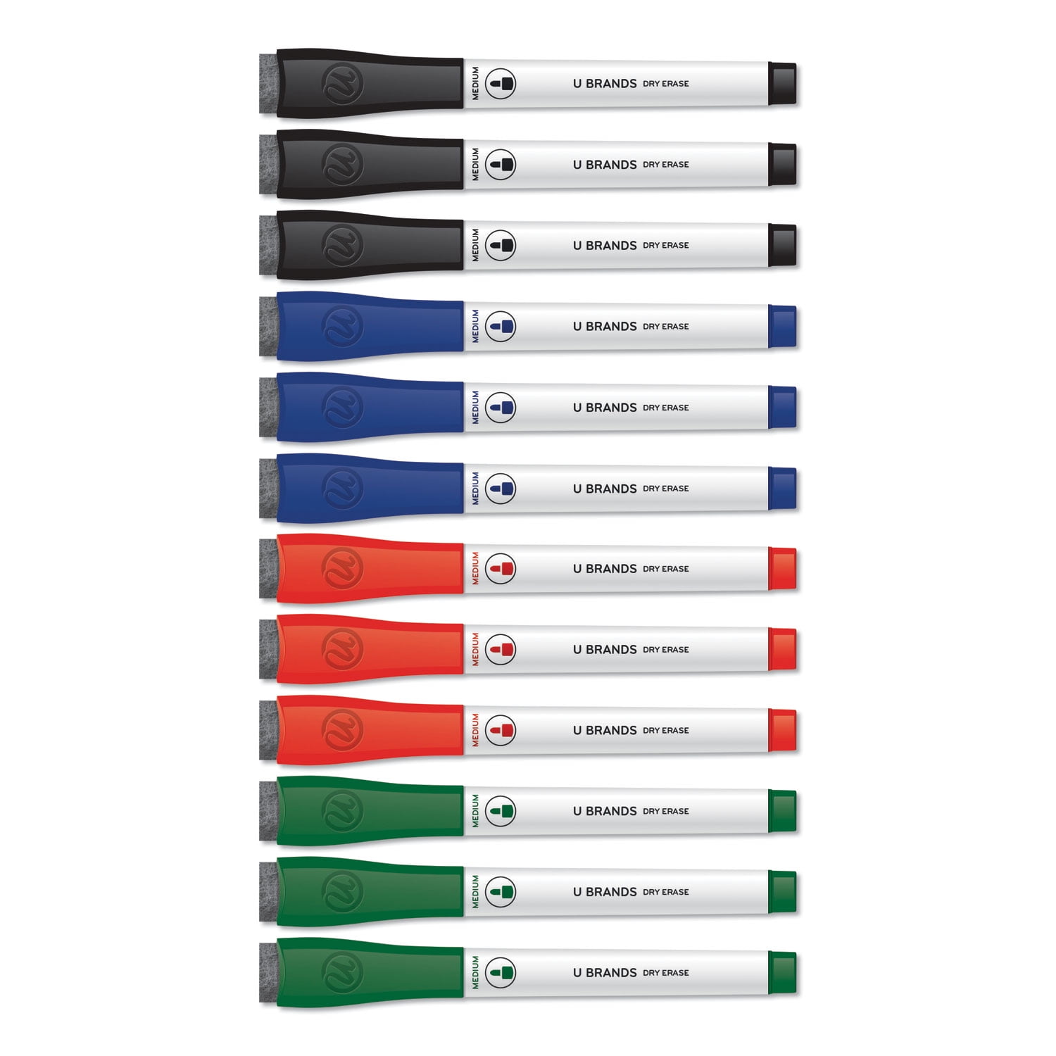 Medium Point Low-Odor Dry-Erase Markers with Erasers, Medium Bullet Tip, Assorted Colors, 12/Pack Medium Point Low-Odor Dry-Erase Markers with Erasers, Medium Bullet Tip, Assorted Colors, 12/Pack