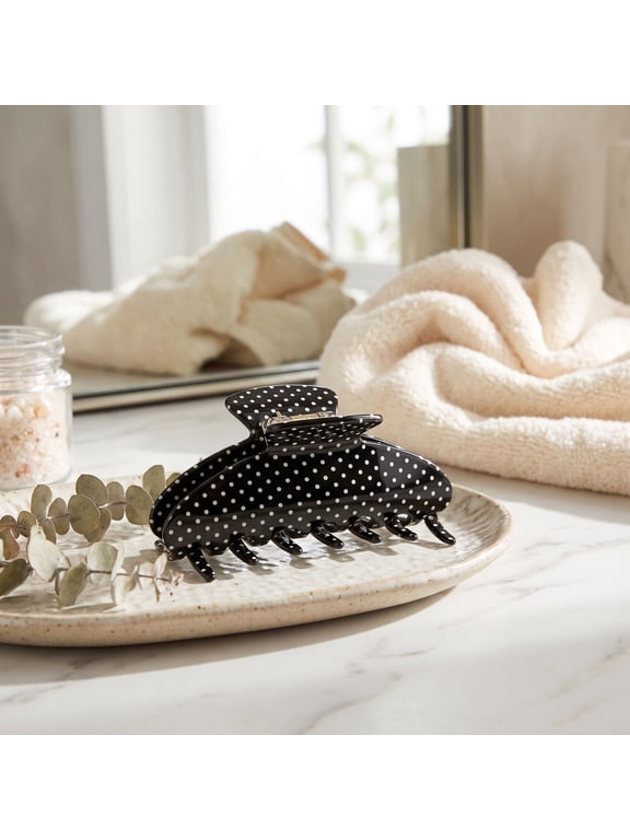 Medium Polka Dot Hair Claw Clips for Women – Sturdy Spring, Comfortable, Suitable for Thick and Thin Hair, Perfect for Half Up or Low Bun Hairstyles