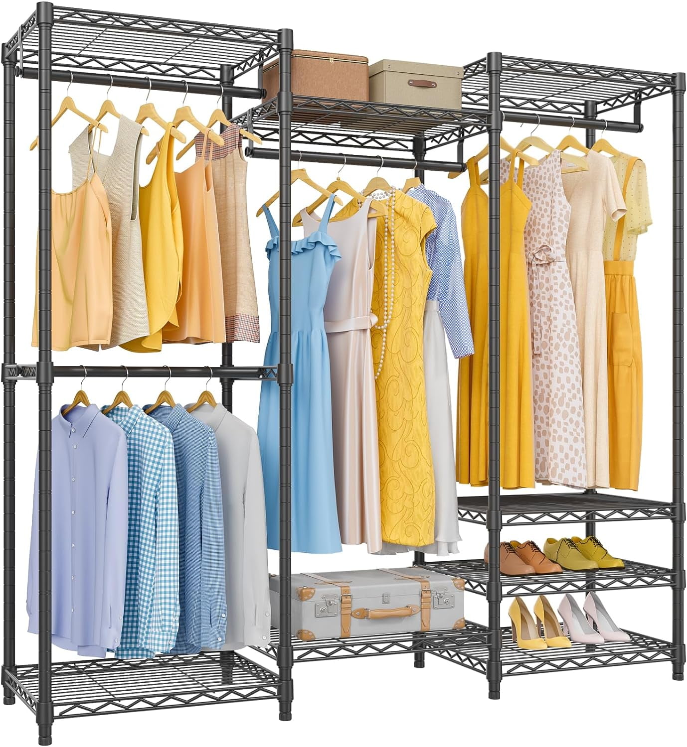 Medium Portable Closet Wardrobe Heavy Duty Clothes Rack, Freestanding ...