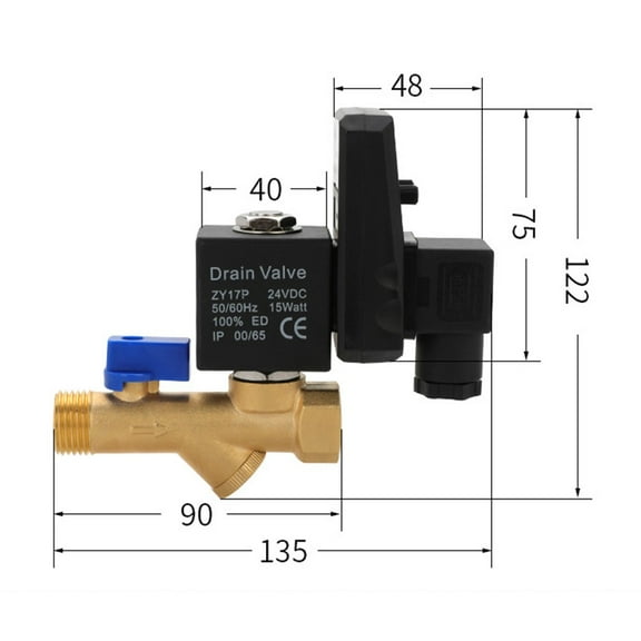 Medium Pressure Drain Timer Solenoid Valve For Air Compressor 1/2 Inch
