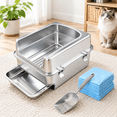 thumbnail image 1 of Medium Pull-out Sifting Stainless Steel Cat Litter Box With Lid For Pine Pellets, 1 of 5
