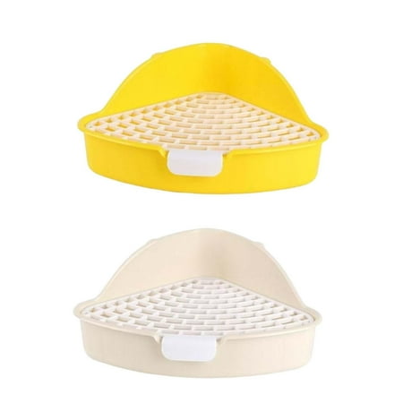 Medium Rabbit Toilet for Small Animals Cage Accessories Supplies Pink+Medium Rabbit Toilet for Small Animals Cage Accessories Su White and Yellow