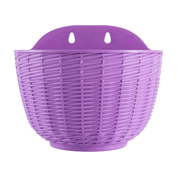 Medium Rattan Texture Half Round Wall Planter, Plastic Hanging Flower Pot, Decor Vessel for Home Balcony, Patio Wall Decoration
