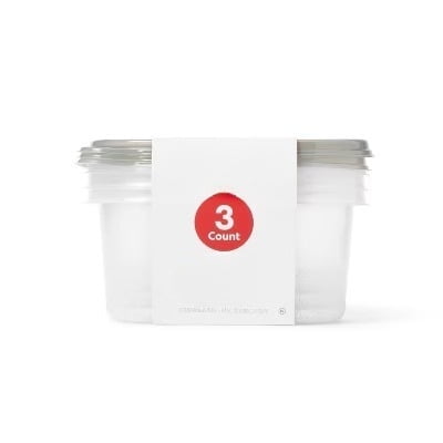 Medium Rectangle Food Storage Containers - 64 fl oz/3ct - Dealworthy