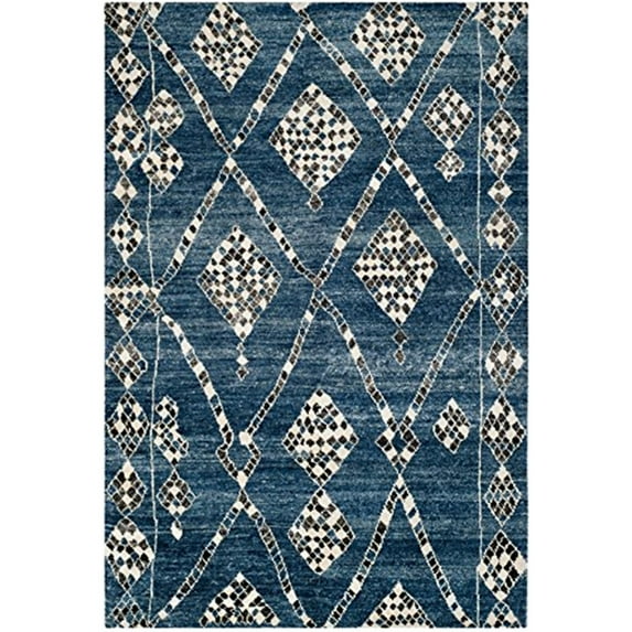 Medium Rectangular Area Rug in Blue and Black (12 ft. L x 9 ft. W)
