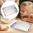 thumbnail image 1 of Medium Rectangular Metal Serving Tray - 12.6" x 8.7" Large Stainless Steel Platter, Durable & Heat Resistant Food Server for Main Courses, Breakfast, and Restaurant Use, 1 of 9