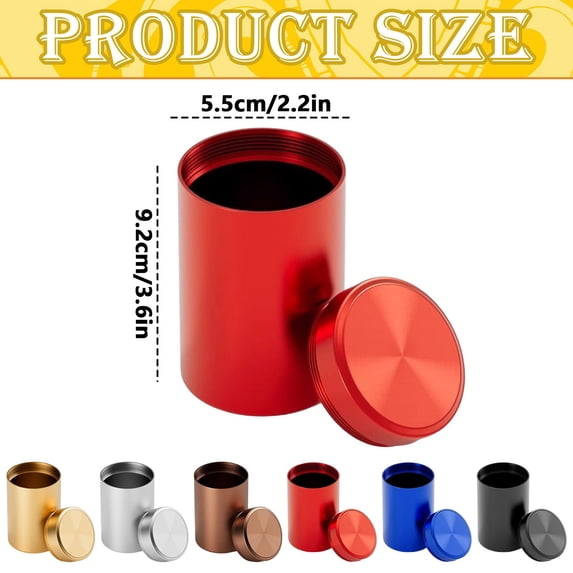Medium Red Portable Aluminum Tea Canister, Airtight Travel Tea Storage Jar for Loose Tea Daily & Outdoor Use