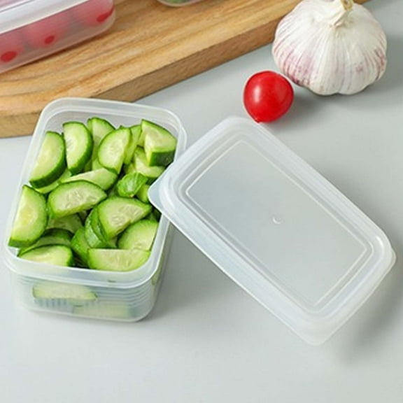 Medium Refrigerator Meat Storage Box Freezing Food Grade Plastic 11x8x4.6cm Leak-Proof Container for Meat Vegetables Fruit Cabinet Kitchen Dorm Camping Travel